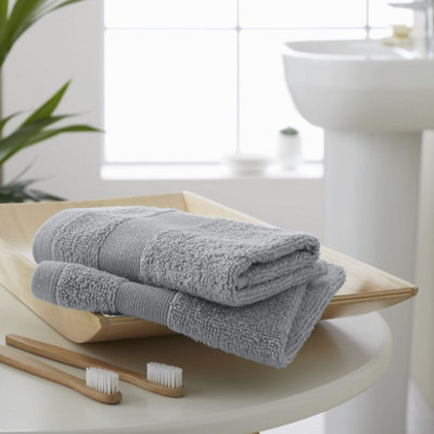 Catherine Lansfield Anti-Bacterial Cotton 30X30Cm Face Cloth Pair Silver Grey from B&Q