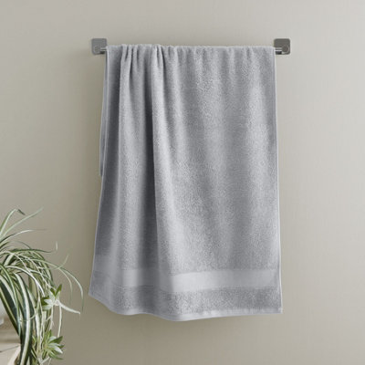 Catherine Lansfield Anti-Bacterial Cotton 50X85Cm Hand Towel Silver Grey from B&Q