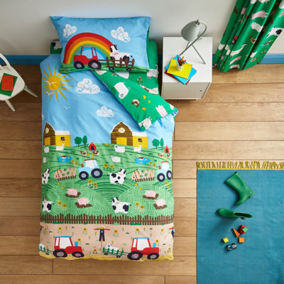 Catherine Lansfield Bedding Farmyard Animals Junior Duvet Cover Set With Pillowcase Blue from B&Q