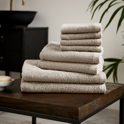 Catherine Lansfield  Quick Dry Cotton 8 Piece Towel Set - Natural - 8 Piece To - Image 14