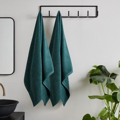 B&Q -  Quick Dry Cotton 90X140 Cm Bath Sheet Pair Forest Green - Image 12