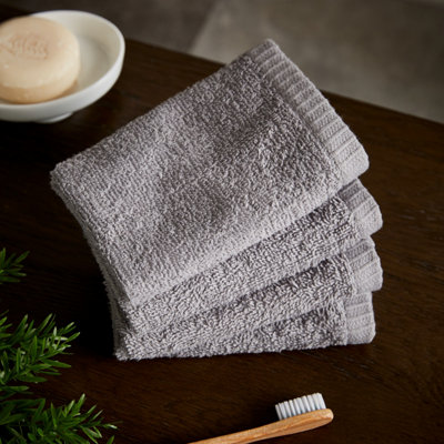 Catherine Lansfield Quick Dry Plain 30X30 Cm Face Cloth 4 Pack Grey
