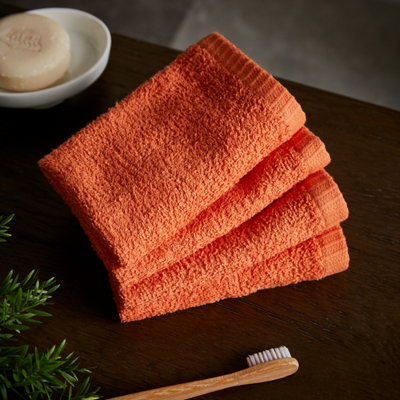 Catherine Lansfield Quick Dry Plain 30X30 Cm Face Cloth 4 Pack Orange