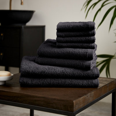 Catherine Lansfield (Black) Quick Dry 100% Cotton 8 Piece Towel Bale - Image 14