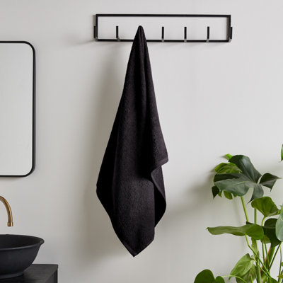 Catherine Lansfield Black Quick Dry Cotton 90X140 Cm Bath Sheet