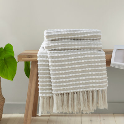 Catherine Lansfield Unisex Natural Stab Stitch 125X150cm Blanket Throw In | Size: 125 Cm X 150 Cm - Image 14