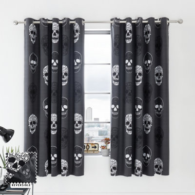 Catherine Lansfield Skulls Curtains- 66X72 Inch - Image 7