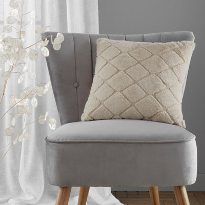 Catherine Lansfield Cosy Diamond Faux Fur Soft Touch 43x43cm Cushion Natural - Image 9