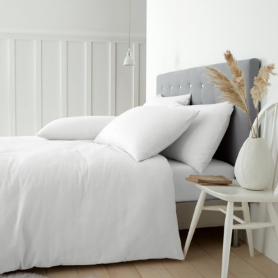 Catherine Lansfield Bedding Brushed Cotton Duvet Cover Set With Pillowcases White from B&Q
