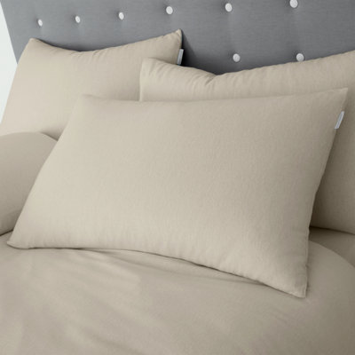 Catherine Lansfield Unisex Cream Cosy 100% Cotton Brushed Pillowcase Pair In | Size: Standard Pillow Case - Image 10