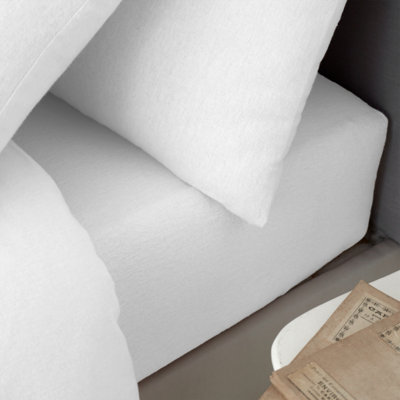 Catherine Lansfield Brushed Cotton Fitted Sheet White from B&Q