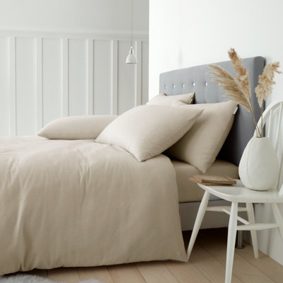 Catherine Lansfield Bedding Brushed Cotton Duvet Cover Set With Pillowcases Cream from B&Q