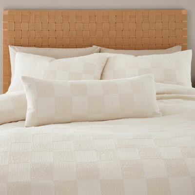 Catherine Lansfield Cream Soft Checkerboard Boucle Cushion