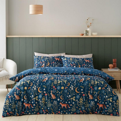 Catherine Lansfield Enchanted Twilight Animals Duvet Cover Set in Navy | Size: King - Image 16