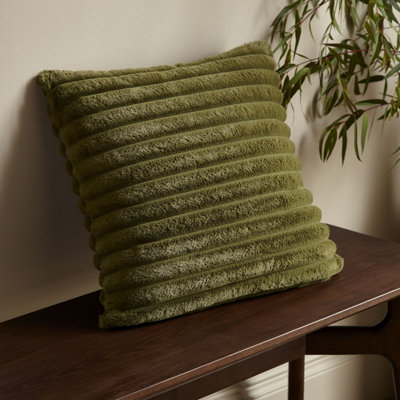Catherine Lansfield 'Cosy Ribbed' Cushion in Olive | Size: 45cm x 45cm - Image 8