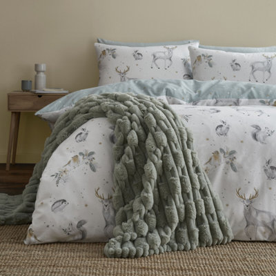 Bianca Fine Linens Bianca Carved Faux Fur Blanket Throw Sage Green from B&Q