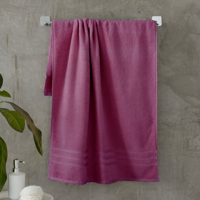 Catherine Lansfield Unisex Raspberry Pink Set Of 2 100% Cotton Bath Sheet Towels - Image 10