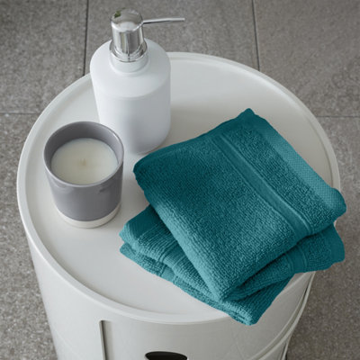 Catherine Lansfield Zero Twist Cotton 30X30cm Face Cloth Pair Teal Green - Image 5