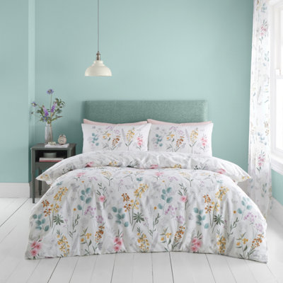 Rackhams White/Green Emilia Floral Reversible Duvet Cover Set - / - King - Image 10