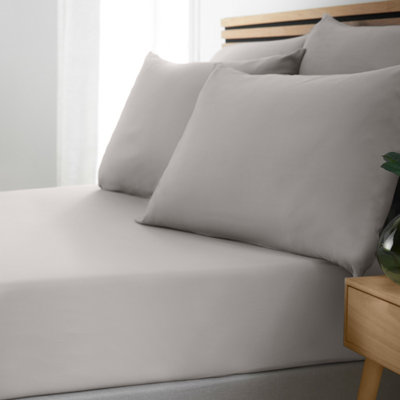 B&Q -  So Soft Non-Iron Super King Fitted Sheet Grey