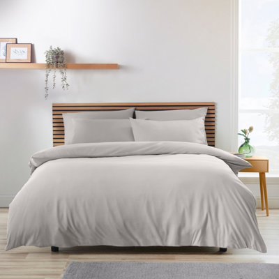 B&Q -  So Soft Non-Iron Single Duvet Cover Set With Pillowcase Grey