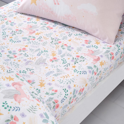 Catherine Lansfield Fairytale Unicorn Fitted Sheet White from B&Q