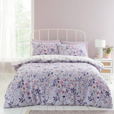 Catherine Lansfield Lilac Bedding Isadora Floral Reversible Duvet Cover Set With Pillowcases