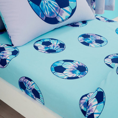 Catherine Lansfield Unisex Blue Tie Dye Football Fitted Sheet - Image 7