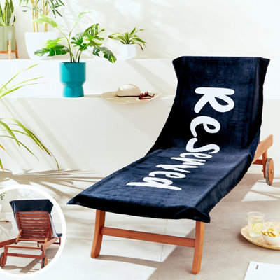 Catherine Lansfield Black Reserved Beach Sun Lounger Towel 78X200cm