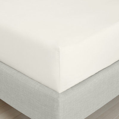 Bianca Fine Linens Cream Bedroom 200 Thread Count Cotton Percale Fitted Sheet Depth 32Cm