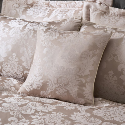 Catherine Lansfield Unisex Gold 'Damask Jacquard' Cushion In | Size: 43 Cm X 43 Cm - Image 7