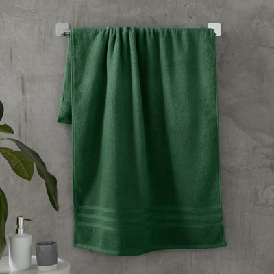 Catherine Lansfield  Zero-Twist Cotton Towel - Dark Green - B/Sheet x2 - Image 10