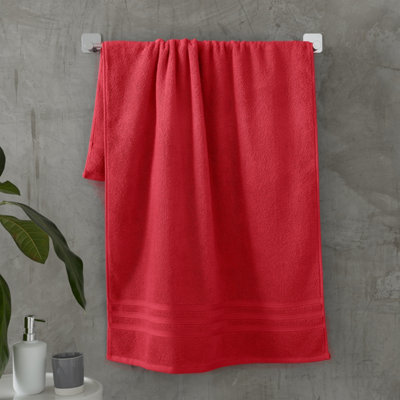 Catherine Lansfield Zero Twist Cotton Bath Sheet Pair Red