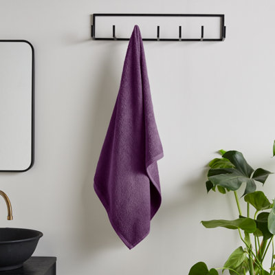 B&Q -  Quick Dry Cotton 90X140 Cm Bath Sheet Plum