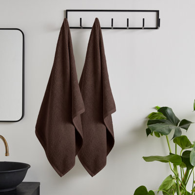 Catherine Lansfield Unisex Chocolate 'Quick Dry Cotton' Bath Sheet Pair In - Image 9