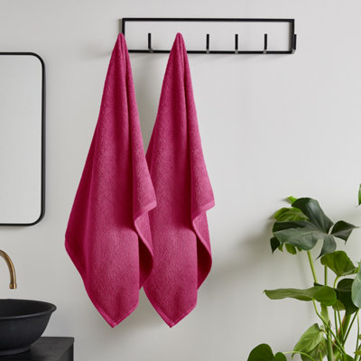 Catherine Lansfield Pink Quick Dry Cotton 90X140 Cm Bath Sheet Pair Hot