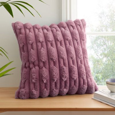 Bianca Unisex Pink Soft And Cosy Carved Faux Fur Cushion - Image 10