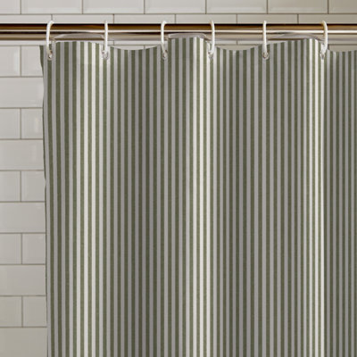 Catherine Lansfield Unisex Green 'Timeless Stripe' Shower Curtain In | Size: 180 Cm Width X 180 Cm Drop - Image 11