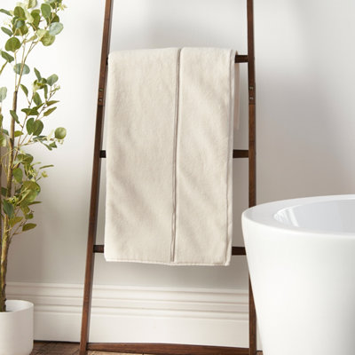 Bianca Fine Linens Zero Twist Satin Stitch Cotton 70X127Cm Bath Towel Cream from B&Q