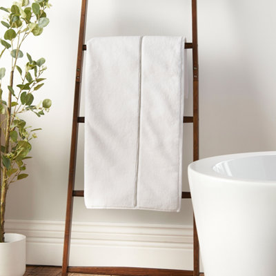Rackhams White Zero Twist Satin Stitch Cotton Towel - Hand Towel - Image 8