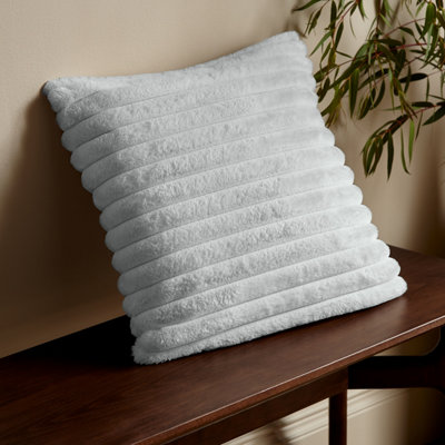 Catherine Lansfield Grey Cosy Ribbed Faux Fur Soft Touch 45X45cm Cushion