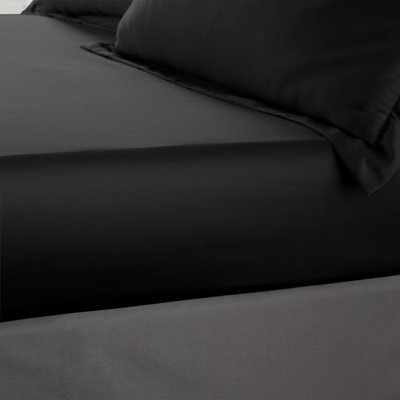 Catherine Lansfield Silky Soft Satin Double Fitted Sheet Black - Image 10