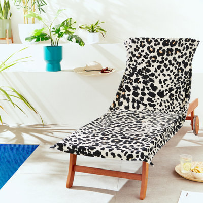 Catherine Lansfield Leopard Cotton 78X200cm Beach Sun Lounger Towel Natural