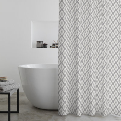 Catherine Lansfield  Grey Aztec Diamond Shower Curtain in Size 180x180cm, Sports Direct - Image 8