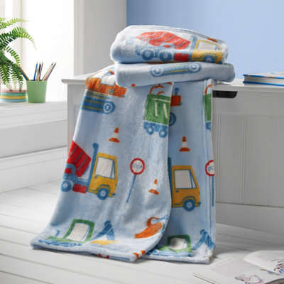 Catherine Lansfield Kids  Digger Dreams Sofa Throw - Blue - 130x170cm - Image 9