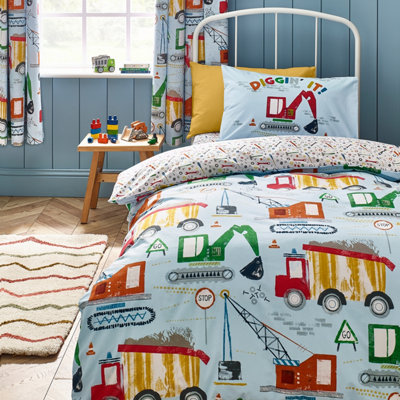 Catherine Lansfield Blue Digger Dreams Duvet Set - Double - Image 9