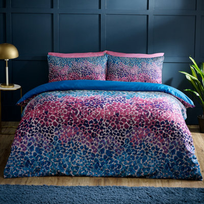 Catherine Lansfield Satin Animal Print Double Duvet Cover Set With Pillowcases Teal