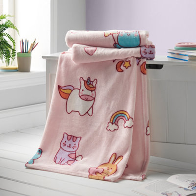 Catherine Lansfield Kids Forever Together Cosy Fleece 130X170cm Blanket Throw Pastel - Image 6