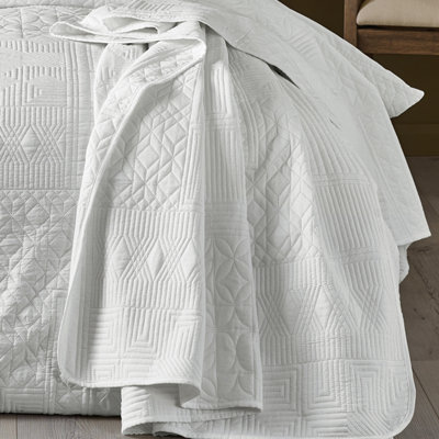 Catherine Lansfield Folkstone Geo 220X230Cm Bedspread White from B&Q
