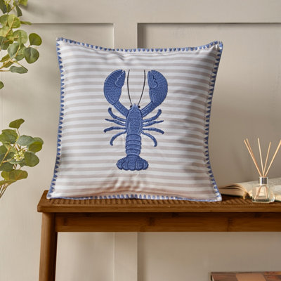 Catherine Lansfield Unisex Blue Lobster Embroidered Cushion - Image 12